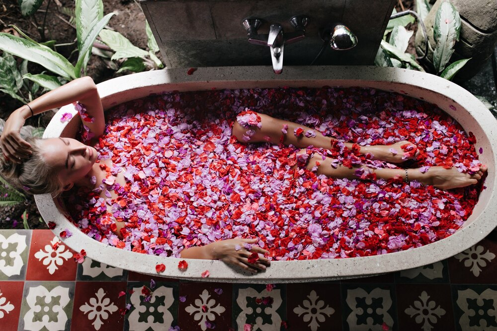 adorable european woman doing spa in weekend.